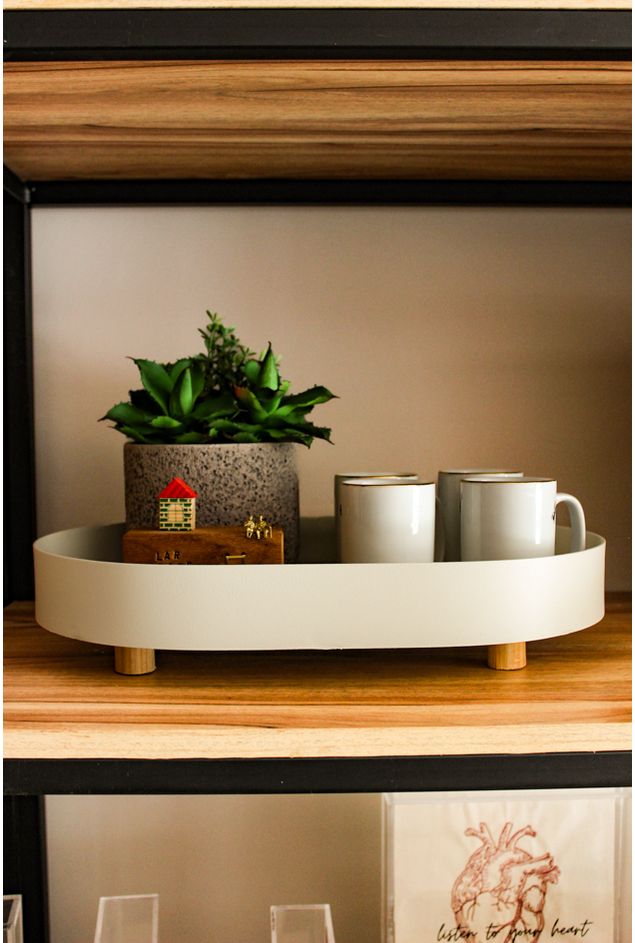 Bandeja Luxo em Metal Branco